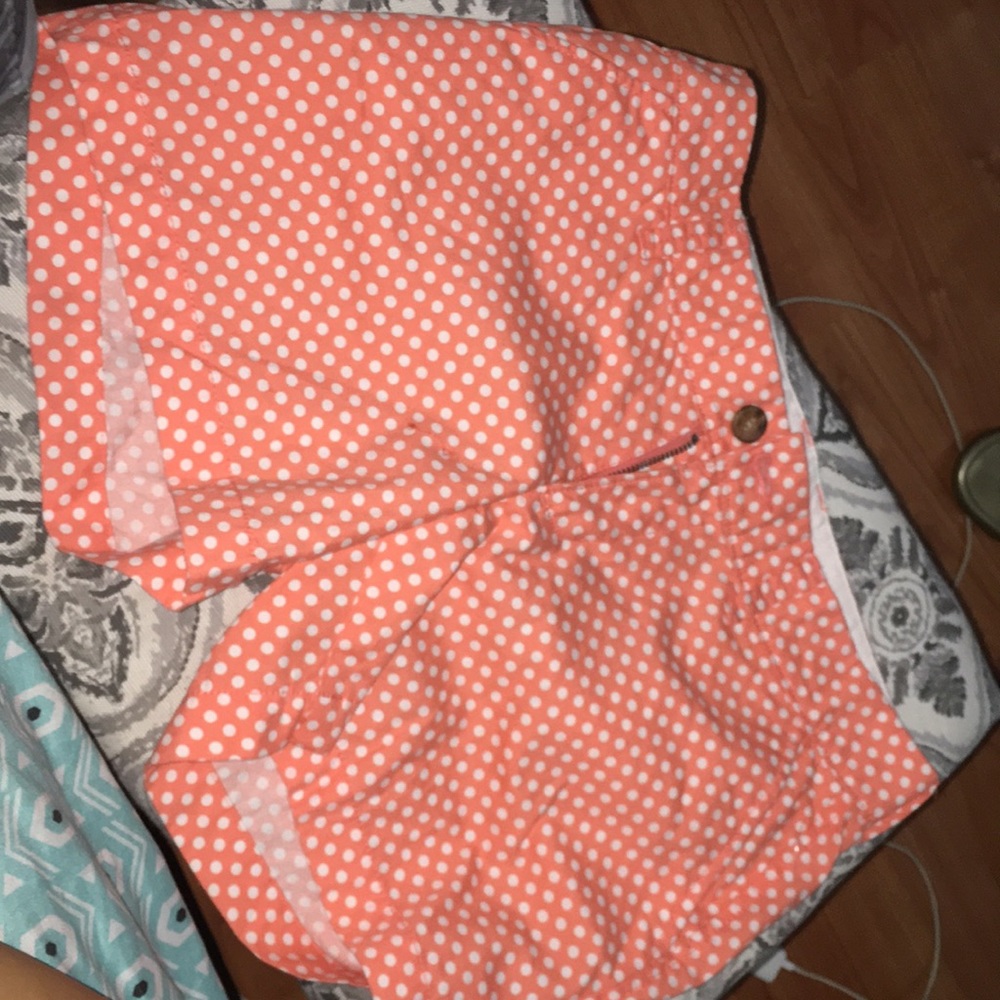 Coral&white polka dots shorts